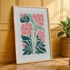 Modern Pastel Çiçek Demeti 3lü Ahşap Çerçeveli Tablo Seti Bohem Tablo Tablo Çerçeve Salon Duvar