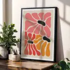 Modern Pastel Çiçek Demeti 3lü Siyah Çerçeveli Tablo Seti Bohem Tablo Duvar Tablo Oda Dekorasyonu
