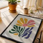 Modern Pastel Çiçek Demeti 3lü Siyah Çerçeveli Tablo Seti Bohem Tablo Duvar Tablo Oda Dekorasyonu