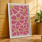 Dinamik Pop Art Çiçekleri 3lü Beyaz Çerçeveli Tablo Seti Bohem Tablo Duvar Tablo Oda Dekorasyonu