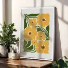 Dinamik Pop Art Çiçekleri 3lü Beyaz Çerçeveli Tablo Seti Bohem Tablo Duvar Tablo Oda Dekorasyonu