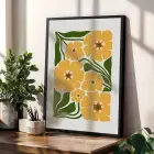 Dinamik Pop Art Çiçekleri 3lü Siyah Çerçeveli Tablo Seti Bohem Tablo Tablo Çerçeve Salon Duvar