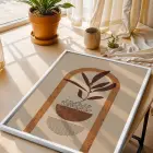 Boho Toprak Tonları Bitkisel Sanat 3lü Beyaz Çerçeveli Tablo Seti Bohem Tablo Tablo Çerçeve Duvar