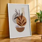 Boho Toprak Tonları Bitkisel Sanat 3lü Beyaz Çerçeveli Tablo Seti Bohem Tablo Tablo Çerçeve Duvar