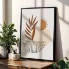 Boho Toprak Tonları Bitkisel Sanat 3lü Siyah Çerçeveli Tablo Seti Bohem Tablo Salon Duvar Tablo