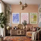 Retro Çiçek Pazarı Koleksiyonu 3lü Ahşap Çerçeveli Tablo Seti Bohem Tablo Poster Tablo Resim