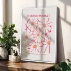 Retro Çiçek Pazarı Koleksiyonu 3lü Beyaz Çerçeveli Tablo Seti Bohem Tablo Salon Duvar Tablo Poster
