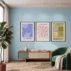 Retro Çiçek Pazarı Koleksiyonu 3lü Siyah Çerçeveli Tablo Seti Bohem Tablo Resim Çerçevesi Tablo
