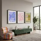 Retro Çiçek Pazarı Koleksiyonu 3lü Siyah Çerçeveli Tablo Seti Bohem Tablo Resim Çerçevesi Tablo