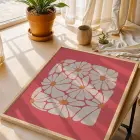 Canlı Pembe Floral Kompozisyon 3lü Ahşap Çerçeveli Tablo Seti Bohem Tablo Poster Tablo Duvar Tablo