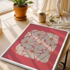 Canlı Pembe Floral Kompozisyon 3lü Beyaz Çerçeveli Tablo Seti Bohem Tablo Duvar Tablo Oda