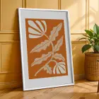 Terracotta Botanik Soyut Üçlü 3lü Beyaz Çerçeveli Tablo Seti Bohem Tablo Resim Çerçevesi Tablo