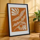 Terracotta Botanik Soyut Üçlü 3lü Siyah Çerçeveli Tablo Seti Bohem Tablo Poster Tablo Duvar Tablo