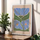 Mavi Yeşil Organik Desenler 3lü Beyaz Çerçeveli Tablo Seti Duvar Tablo Oda Dekorasyonu Salon