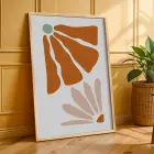 Terracotta Botanik Soyut 3lü Ahşap Çerçeveli Tablo Seti Bohem Tablo Poster Tablo Resim Çerçevesi