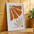 Terracotta Botanik Soyut 3lü Beyaz Çerçeveli Tablo Seti Bohem Tablo Resim Çerçevesi Tablo Salon
