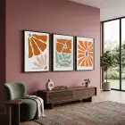 Terracotta Botanik Soyut 3lü Siyah Çerçeveli Tablo Seti Bohem Tablo Tablo Çerçeve Duvar Dekoru Ev