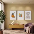 Bohem Toprak Tonları Tablo 3lü Ahşap Çerçeveli Tablo Seti Bohem Tablo Salon Duvar Tablo Poster
