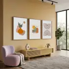 Bohem Toprak Tonları Tablo 3lü Ahşap Çerçeveli Tablo Seti Bohem Tablo Salon Duvar Tablo Poster