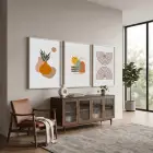 Bohem Toprak Tonları Tablo 3lü Beyaz Çerçeveli Tablo Seti Bohem Tablo Salon Duvar Tablo Poster