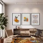 Bohem Toprak Tonları Tablo 3lü Siyah Çerçeveli Tablo Seti Bohem Tablo Tablo Çerçeve Salon Duvar