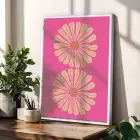Fuşya Papatya Rüyası 3lü Beyaz Çerçeveli Tablo Seti Poster Tablo Resim Çerçevesi Dekoratif Obje