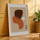 Toprak Tonları Organik Soyutlar 3lü Ahşap Çerçeveli Tablo Seti Poster Tablo Resim Çerçevesi