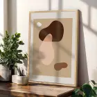 Toprak Tonları Organik Soyutlar 3lü Ahşap Çerçeveli Tablo Seti Poster Tablo Resim Çerçevesi