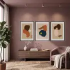 Toprak Tonları Organik Soyutlar 3lü Siyah Çerçeveli Tablo Seti Resim Çerçevesi Tablo Salon