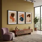 Toprak Tonları Organik Soyutlar 3lü Siyah Çerçeveli Tablo Seti Resim Çerçevesi Tablo Salon