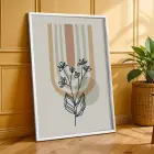 Sakin Botanik Soyutlama 3lü Beyaz Çerçeveli Tablo Seti Bohem Tablo Duvar Tablo Oda Dekorasyonu