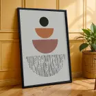 Toprak Tonları Botanik Soyut 3lü Siyah Çerçeveli Tablo Seti Bohem Tablo Salon Duvar Tablo Poster