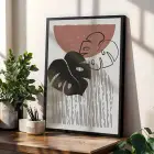 Toprak Tonları Botanik Soyut 3lü Siyah Çerçeveli Tablo Seti Bohem Tablo Salon Duvar Tablo Poster