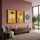 Hardal Sarısı Soyut Formlar 3lü Siyah Çerçeveli Tablo Seti Tablo Çerçeve Duvar Dekoru Ev