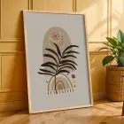 Soyut Toprak Tonları Yapraklar 3lü Ahşap Çerçeveli Tablo Seti Tablo Çerçeve Salon Duvar Tablo Dekor