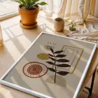 Soyut Toprak Tonları Yapraklar 3lü Beyaz Çerçeveli Tablo Seti Poster Tablo Resim Çerçevesi