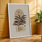 Soyut Toprak Tonları Yapraklar 3lü Beyaz Çerçeveli Tablo Seti Poster Tablo Resim Çerçevesi
