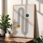Soyut Kavisli Geometrik Set 3lü Ahşap Çerçeveli Tablo Seti Tablo Çerçeve Salon Duvar Tablo Dekor
