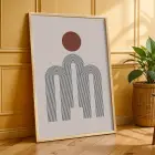 Soyut Kavisli Geometrik Set 3lü Ahşap Çerçeveli Tablo Seti Tablo Çerçeve Salon Duvar Tablo Dekor