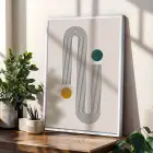 Soyut Kavisli Geometrik Set 3lü Beyaz Çerçeveli Tablo Seti Tablo Çerçeve Duvar Dekoru Ev