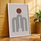 Soyut Kavisli Geometrik Set 3lü Beyaz Çerçeveli Tablo Seti Tablo Çerçeve Duvar Dekoru Ev