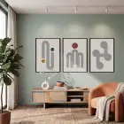 Soyut Kavisli Geometrik Set 3lü Siyah Çerçeveli Tablo Seti Resim Çerçevesi Tablo Salon Aksesuarları