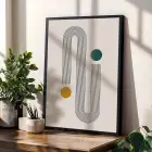 Soyut Kavisli Geometrik Set 3lü Siyah Çerçeveli Tablo Seti Resim Çerçevesi Tablo Salon Aksesuarları
