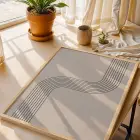 Sarı Teal Geometrik Soyut 3lü Ahşap Çerçeveli Tablo Seti Duvar Tablo Oda Dekorasyonu Dekoratif Obje