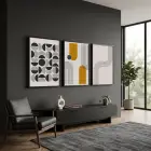 Sarı Teal Geometrik Soyut 3lü Siyah Çerçeveli Tablo Seti Poster Tablo Duvar Tablo Ev Dekorasyonu