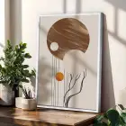 Organik Formlar Toprak Tonları 3lü Beyaz Çerçeveli Tablo Seti Resim Çerçevesi Tablo Salon
