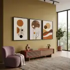 Organik Formlar Toprak Tonları 3lü Siyah Çerçeveli Tablo Seti Tablo Çerçeve Salon Duvar Tablo Dekor
