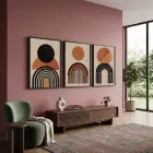 Toprak Tonları Geometrik Hilal Seti 3lü Siyah Çerçeveli Tablo Seti Poster Tablo Duvar Tablo Ev