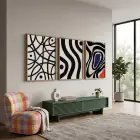 Modern Siyah Beyaz Dalgalar 3lü Ahşap Çerçeveli Tablo Seti Duvar Tablo Oda Dekorasyonu Dekoratif