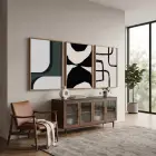 Modern Füme Soyut Kompozisyon 3lü Ahşap Çerçeveli Tablo Seti Salon Duvar Tablo Poster Tablo